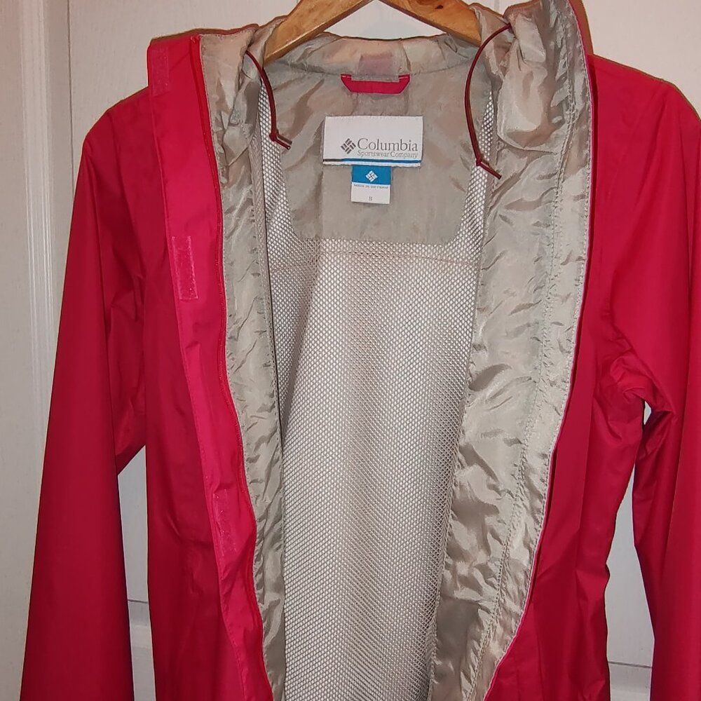 COLUMBIA ARCADIA II NYLON PARKA OMNI TECH FABRIC REPELS WATER CORAL PINK S/P - Picture 4 of 4